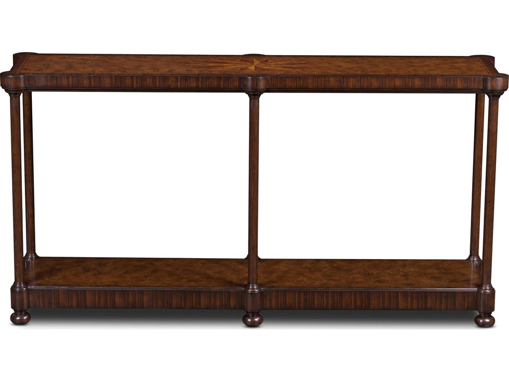 Cameron Rectangular Wood Console Table with Inlaid Starburst Top