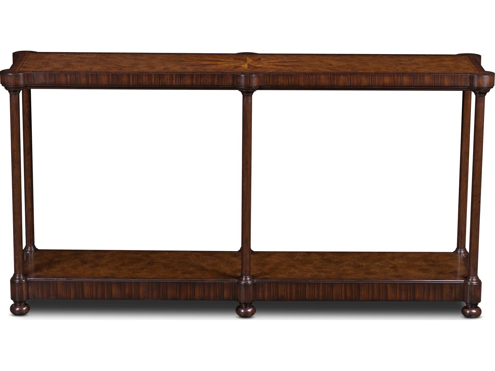Cameron Rectangular Wood Console Table with Inlaid Starburst Top