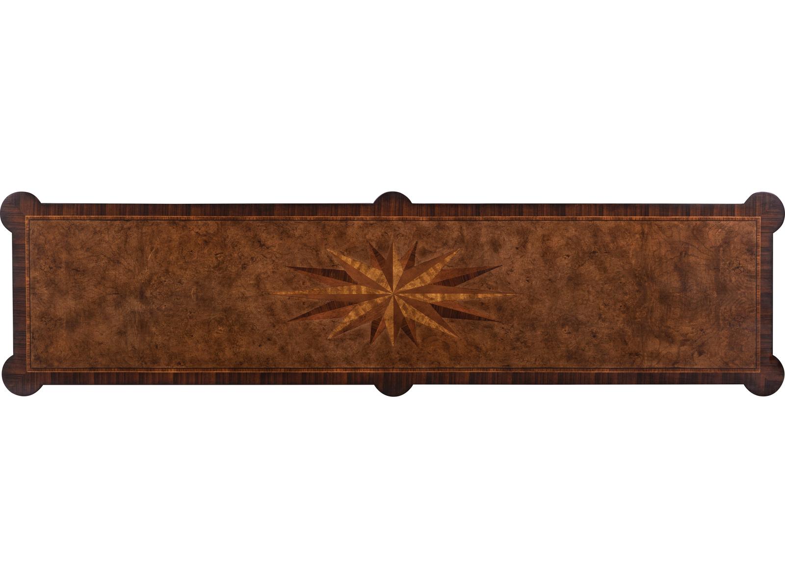 Cameron Rectangular Wood Console Table with Inlaid Starburst Top