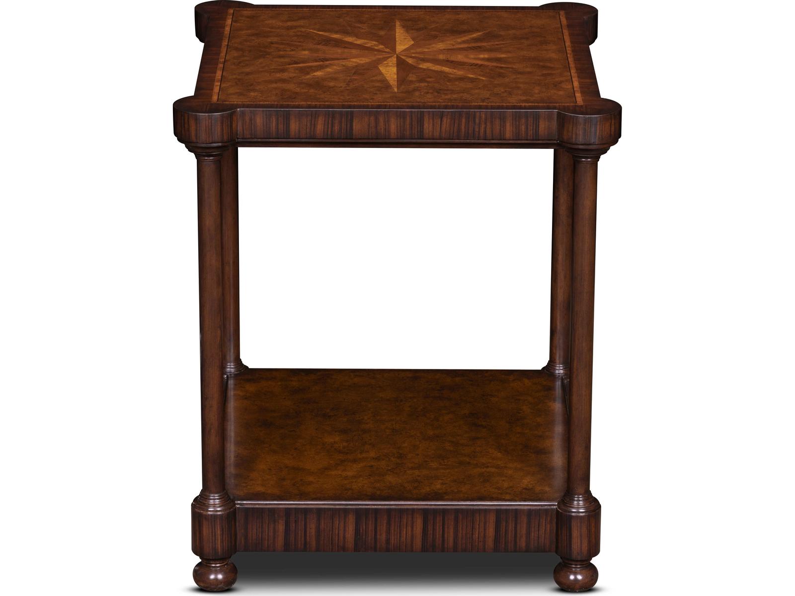 Cameron Square Wood End Table with Inlaid Starburst Top