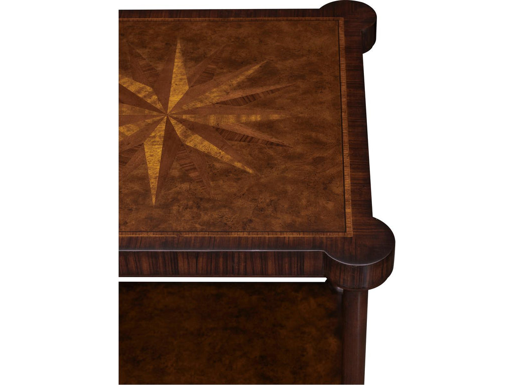 Cameron Square Wood End Table with Inlaid Starburst Top