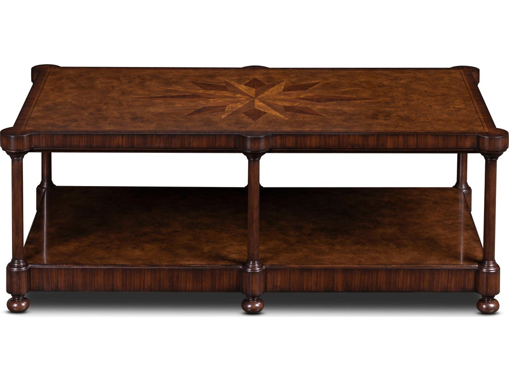 Cameron Rectangular Wood Coffee Table with Starburst Inlay