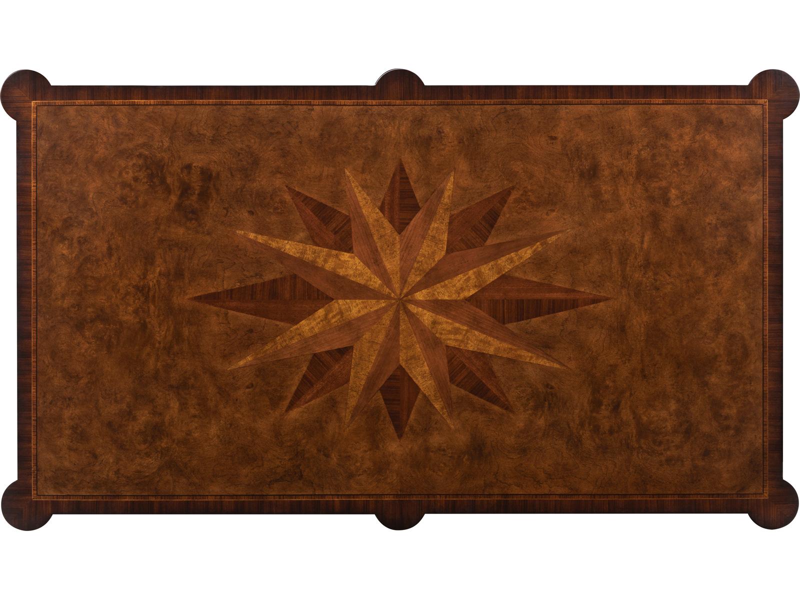 Cameron Rectangular Wood Coffee Table with Starburst Inlay
