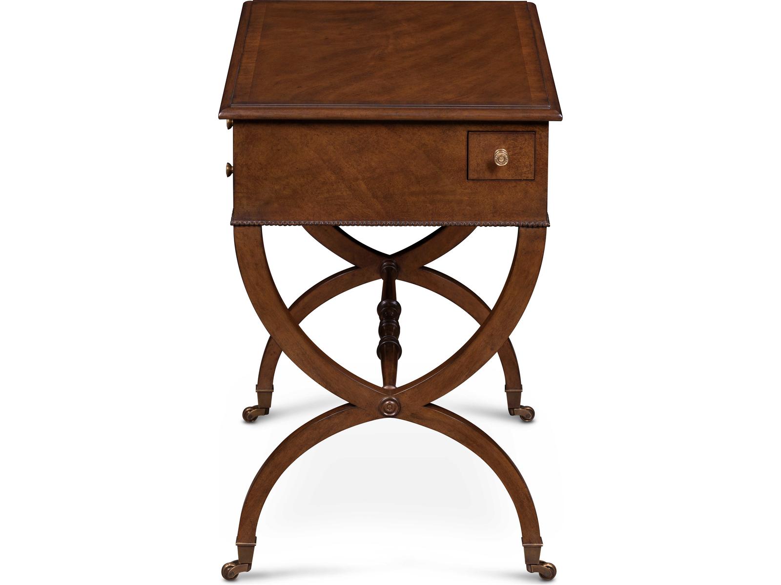 Mg Rectangular Wood End Table with Brass Casters