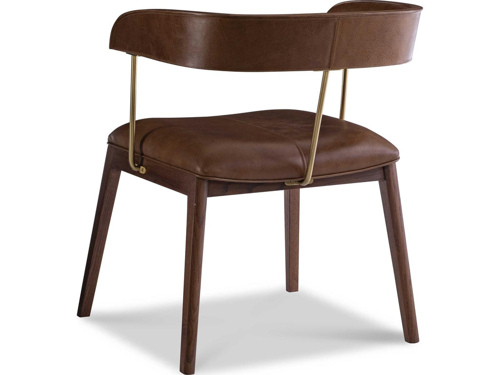 Mg Solid Wood Brown Leather Arm Dining Chair