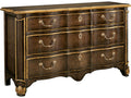 Aria 3-Drawer Mahogany Wood Dresser with Aged Gold Trim