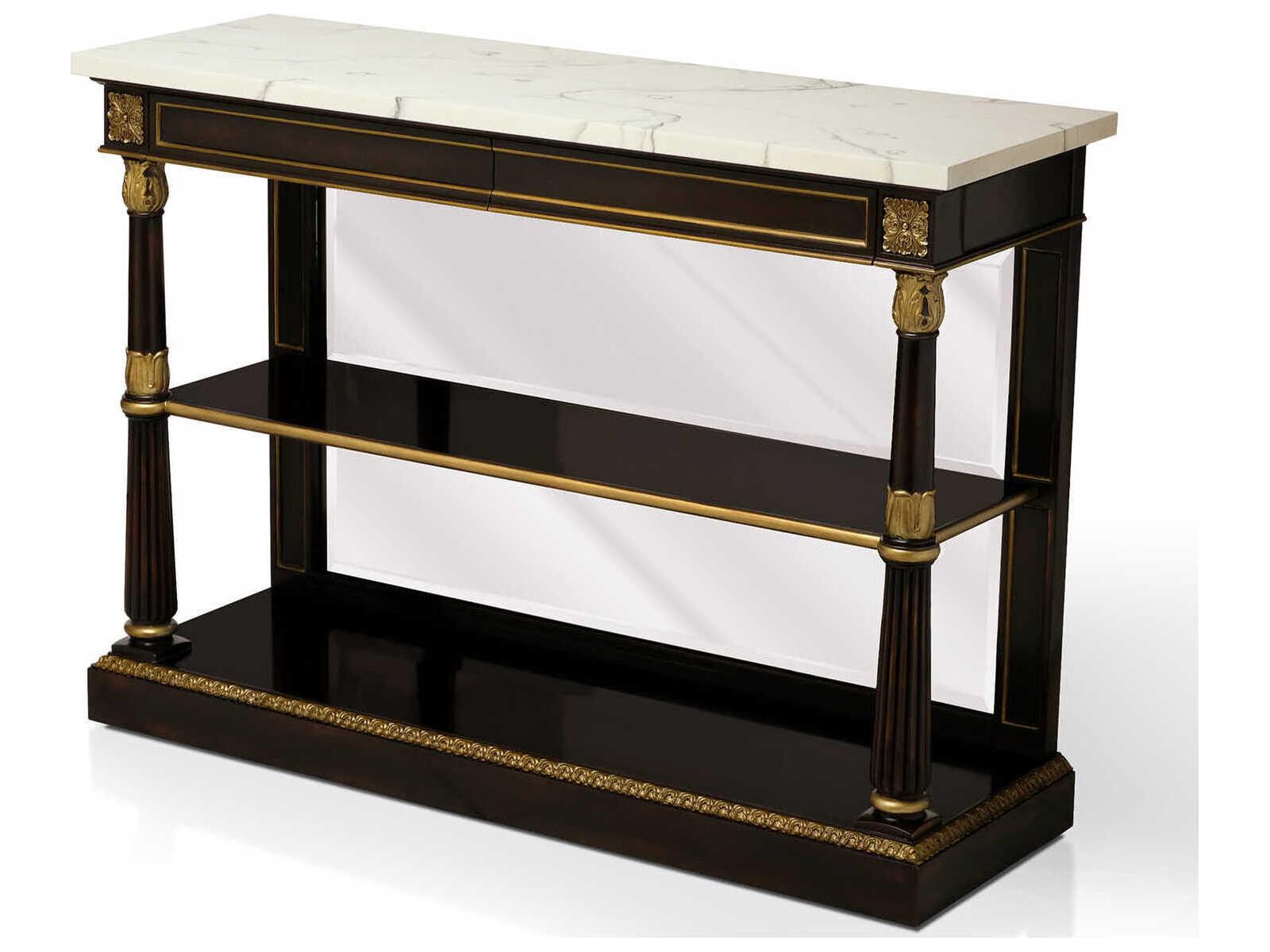 Eclipse Rectangular Faux Ivory Marble Ebonized Console Table