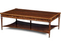 Lawson Rectangular Mahogany Wood Coffee Table with Brass Accents