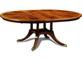 Medallion Round Wood Mahogany Dining Table with Brass Casters