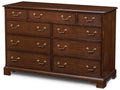 Einfalt 9-Drawer Double Dresser in Brown Mahogany with Brass Handles