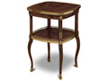 Gallery Square Wood End Table in Mahogany with Brass Accents