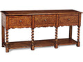Serpentine 72-Inch Huntboard with Geometric Carvings and Brass Hardware