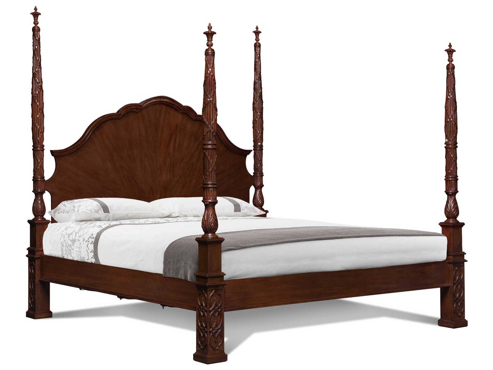 Cecil King Four Poster Bed in Mahogany with Starburst Veneer