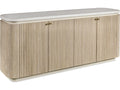Morghan 84 Inch Media Console with Tambour Oak Doors and White Marble Top
