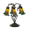 Meyda Lighting Tiffany Pond Lily Amber And Green 19 Inch Table Lamp Cp186542