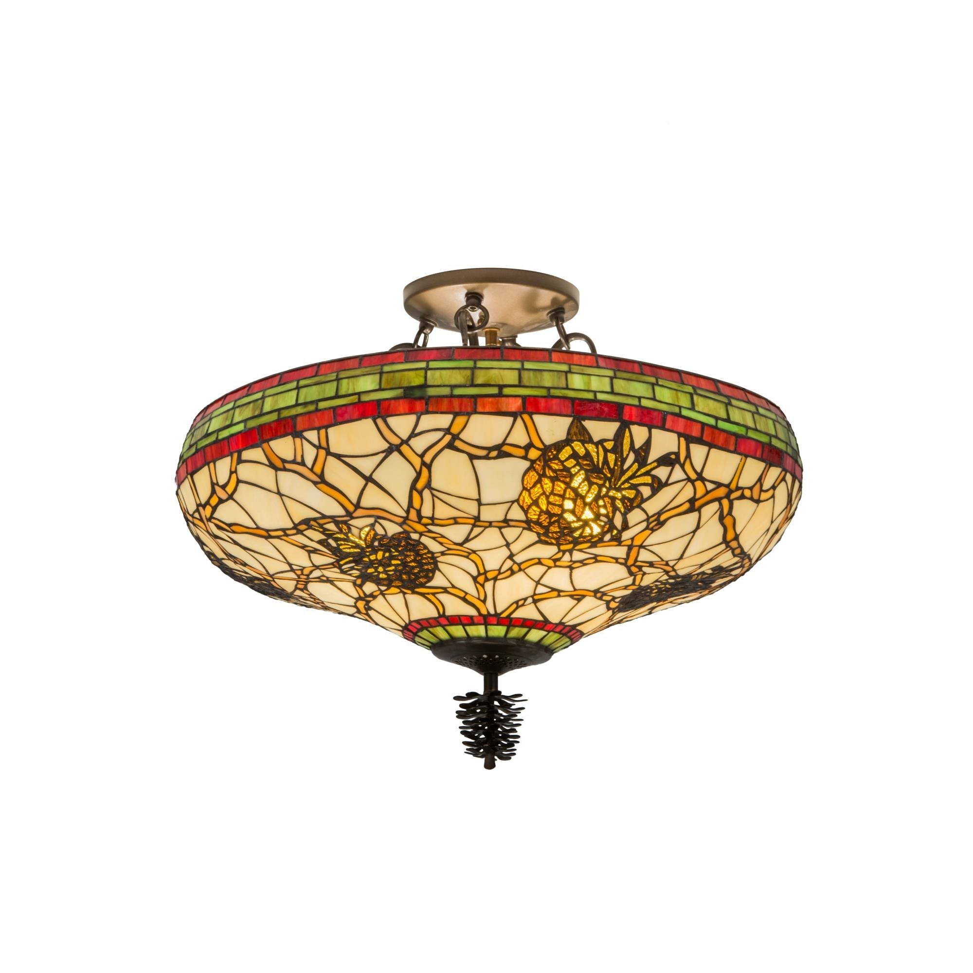 Meyda Lighting Burgundy Pinecone 24 Inch 4 Light Semi Flush Mount Cp19007
