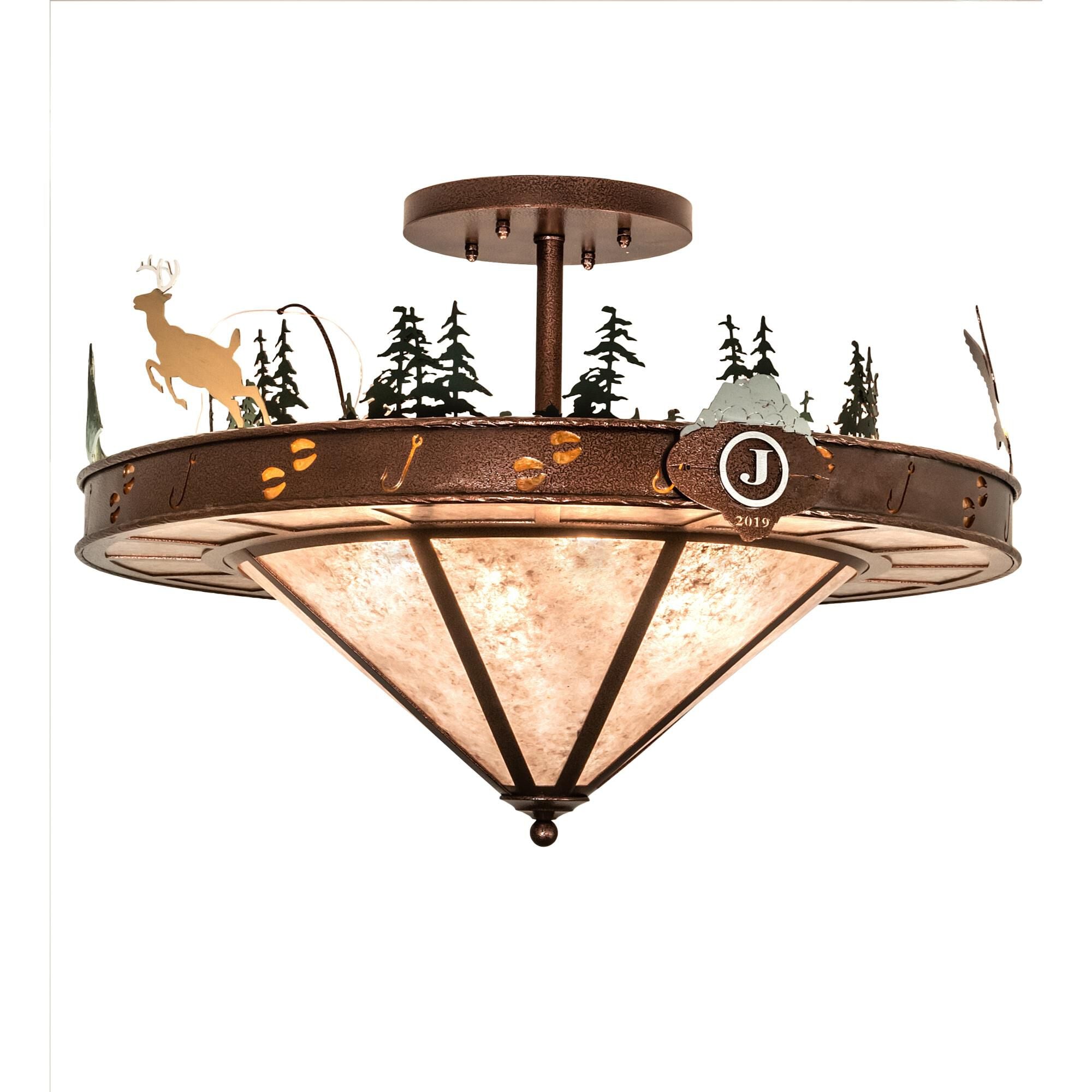 Meyda Lighting Wildlife 32 Inch 6 Light Semi Flush Mount Cp746120
