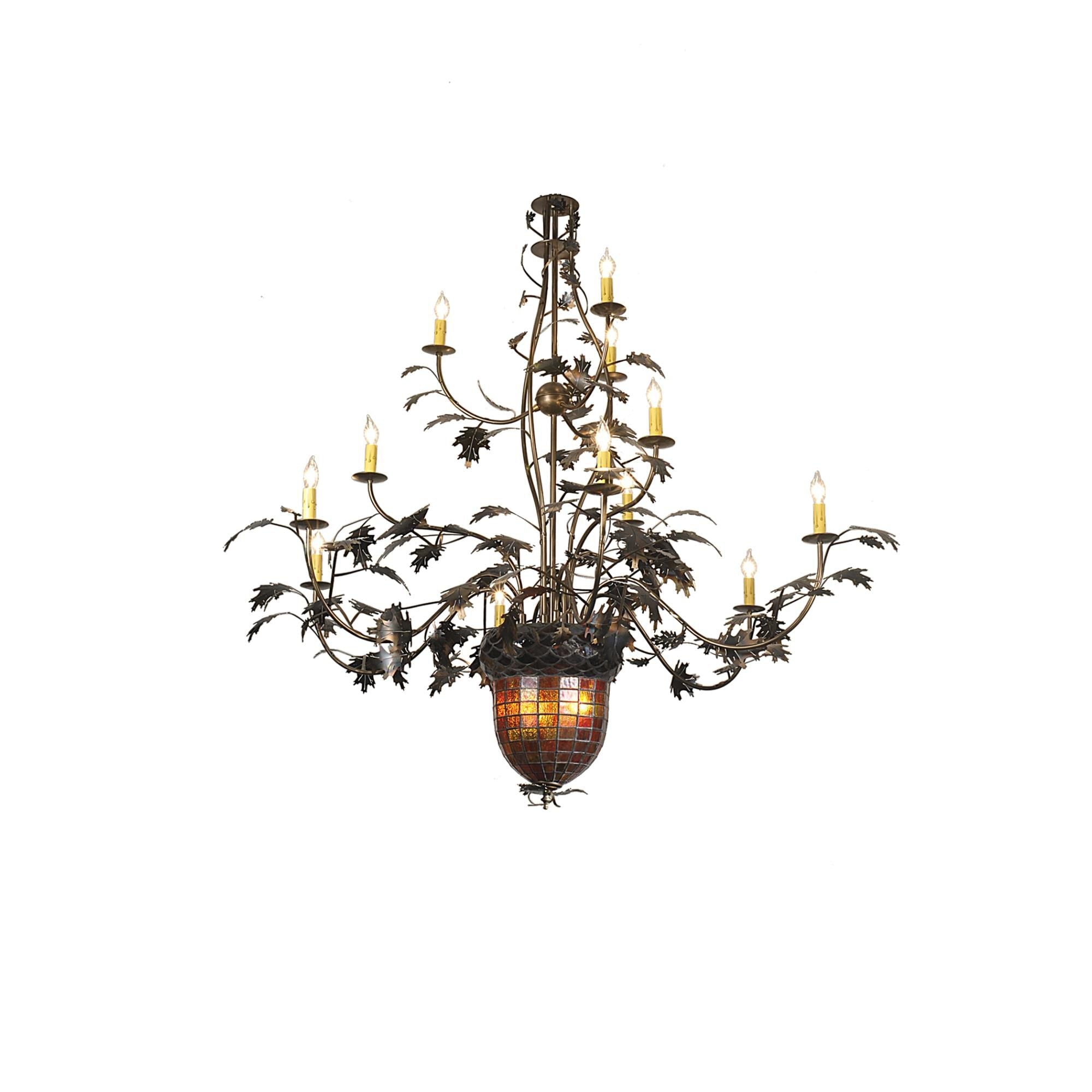 Meyda Lighting Greenbriar Oak 63 Inch 12 Light Chandelier Cp119458