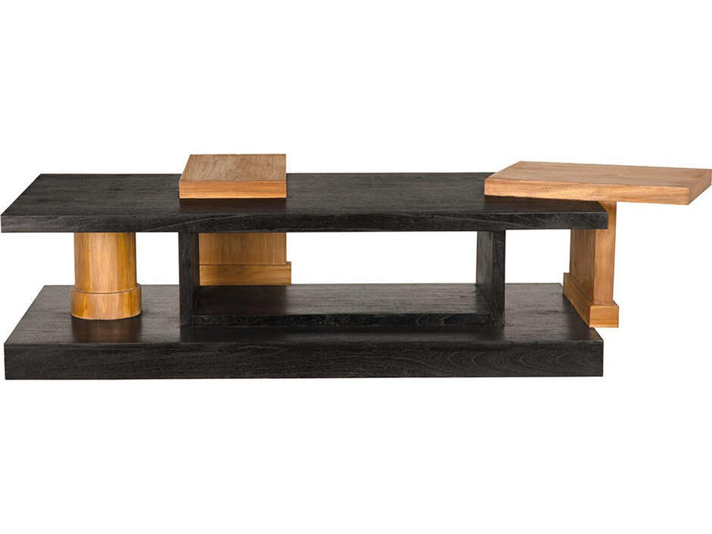 Fleming Rectangular Coffee Table Teak and Mindi Wood Charcoal Black