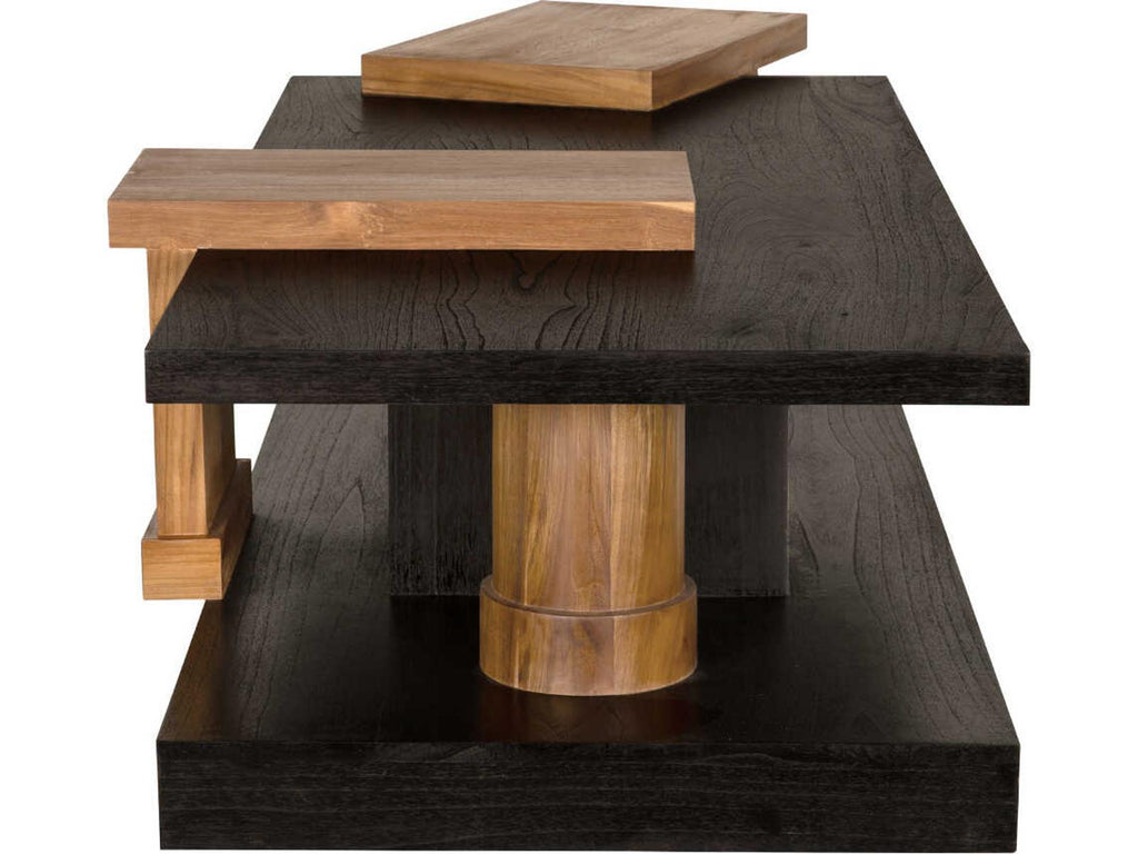 Fleming Rectangular Coffee Table Teak and Mindi Wood Charcoal Black