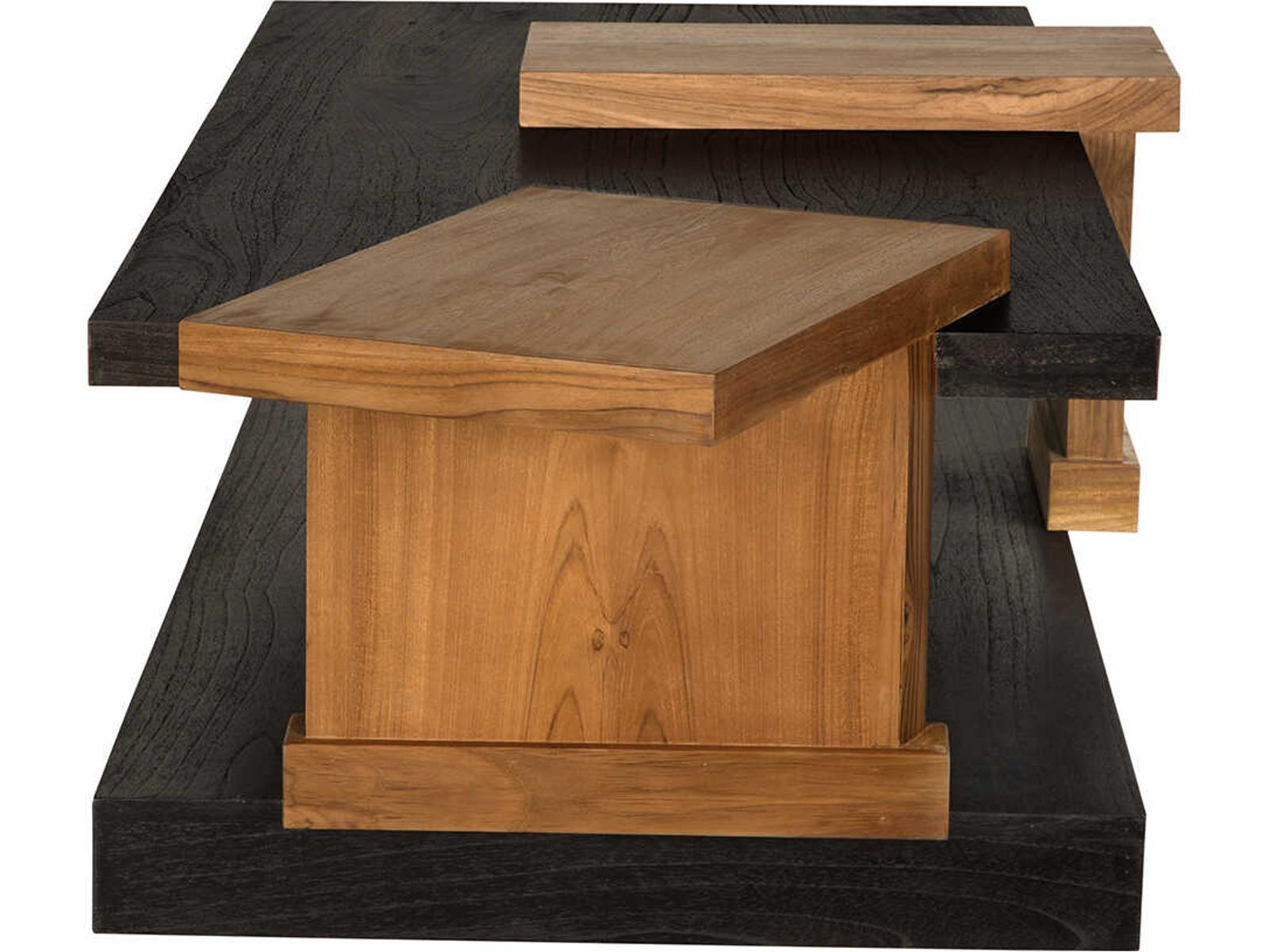 Fleming Rectangular Coffee Table Teak and Mindi Wood Charcoal Black
