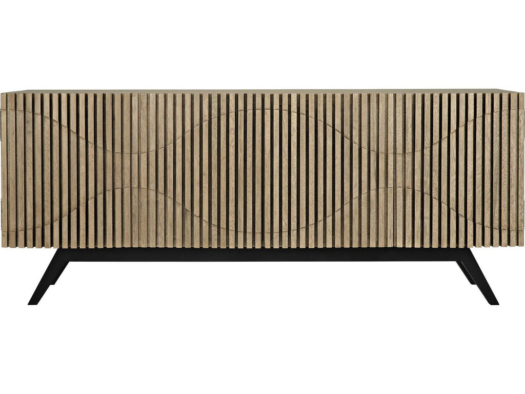 Illusion 78 Inch Walnut Wood Bleached Sideboard with Metal Base