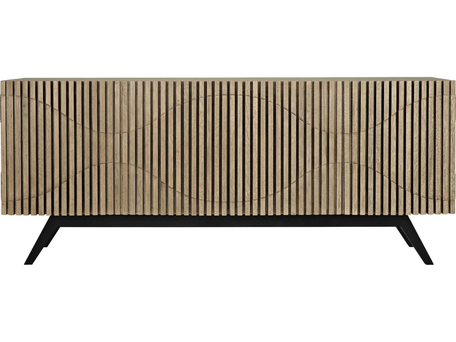 Illusion 78 Inch Walnut Wood Bleached Sideboard with Metal Base