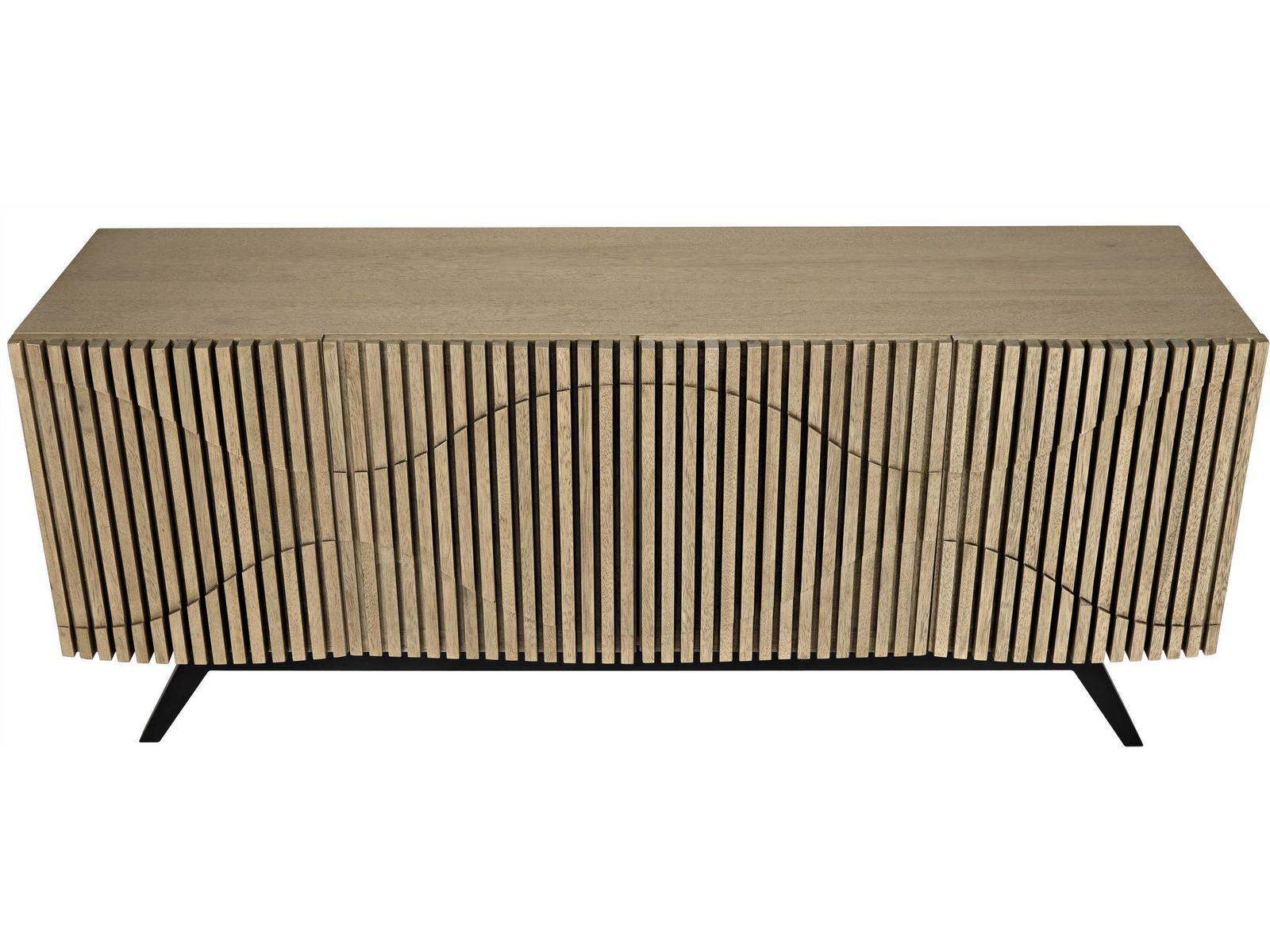 Illusion 78 Inch Walnut Wood Bleached Sideboard with Metal Base