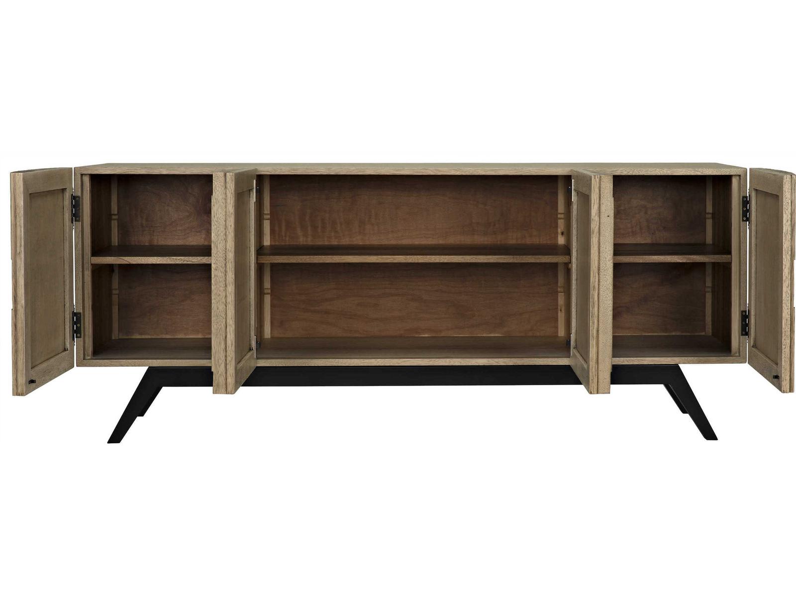 Illusion 78 Inch Walnut Wood Bleached Sideboard with Metal Base