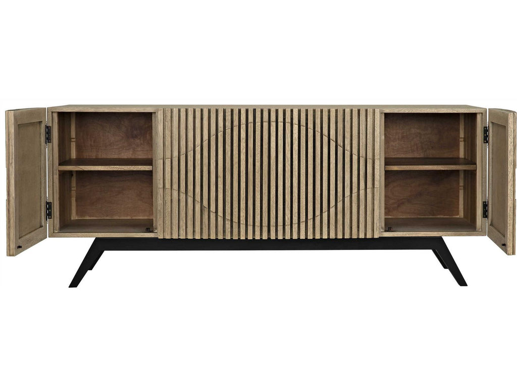 Illusion 78 Inch Walnut Wood Bleached Sideboard with Metal Base