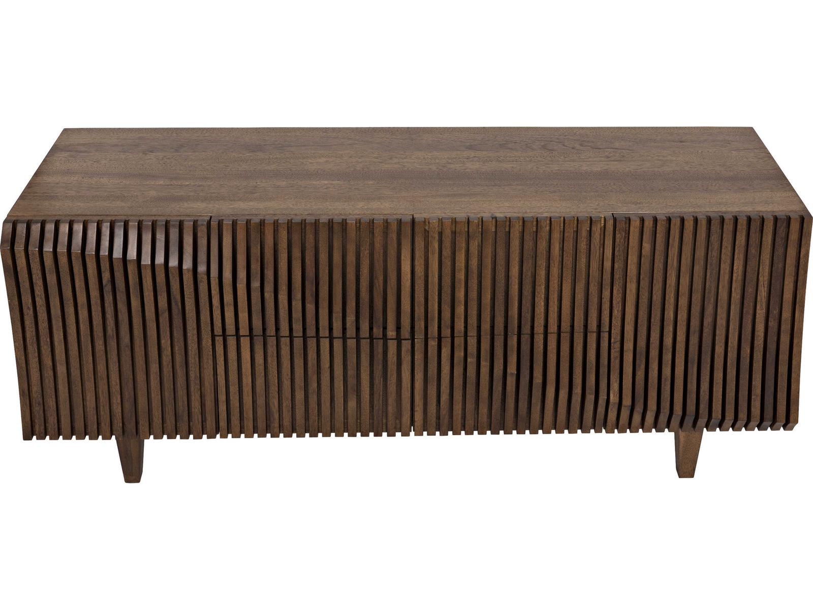 Jin Ho Dark Walnut Wood Sideboard with Hand-Carved Detail