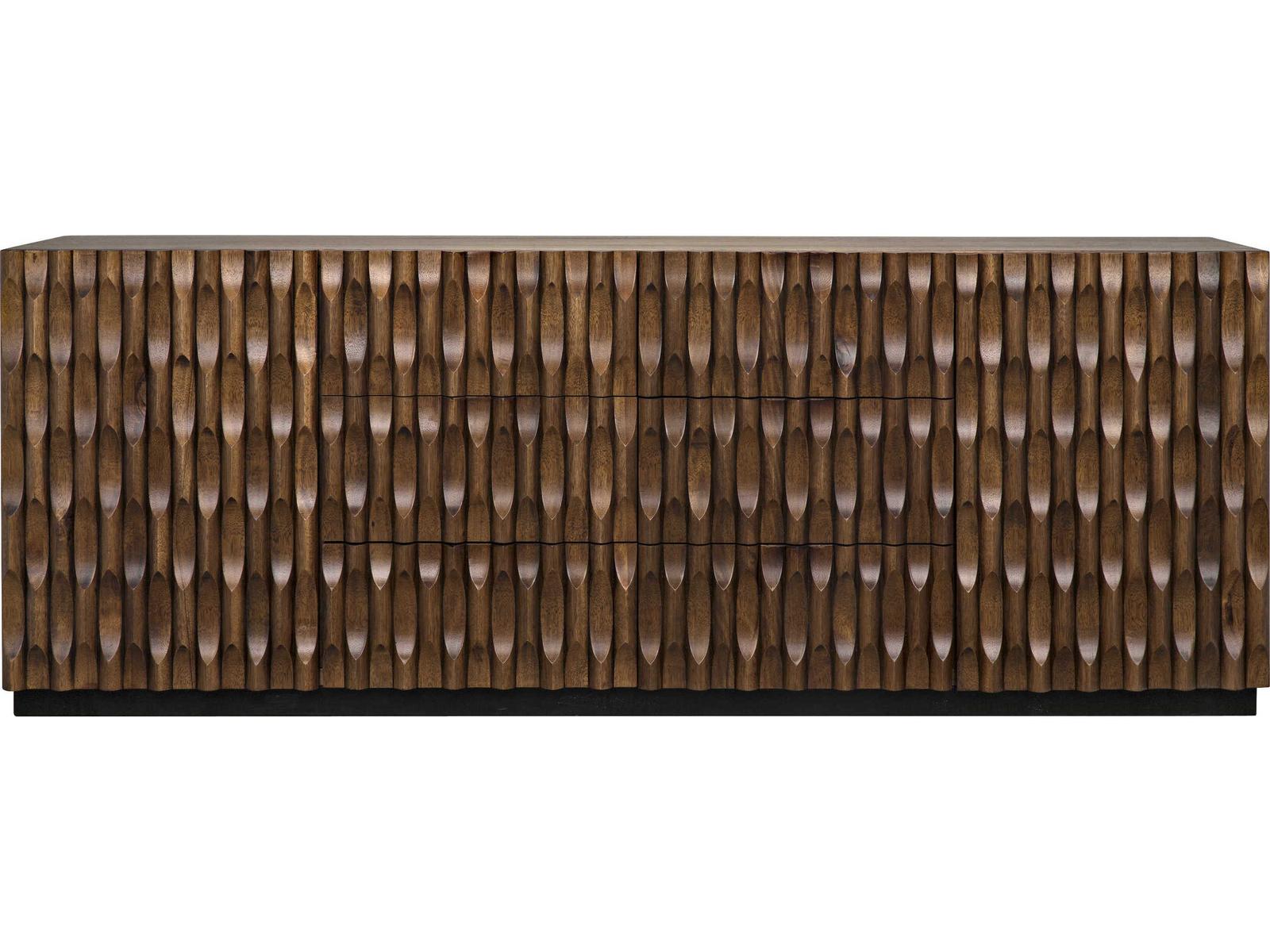 Alameda Large 4-Door Sideboard in Dark Walnut with Hand-Carved Detail