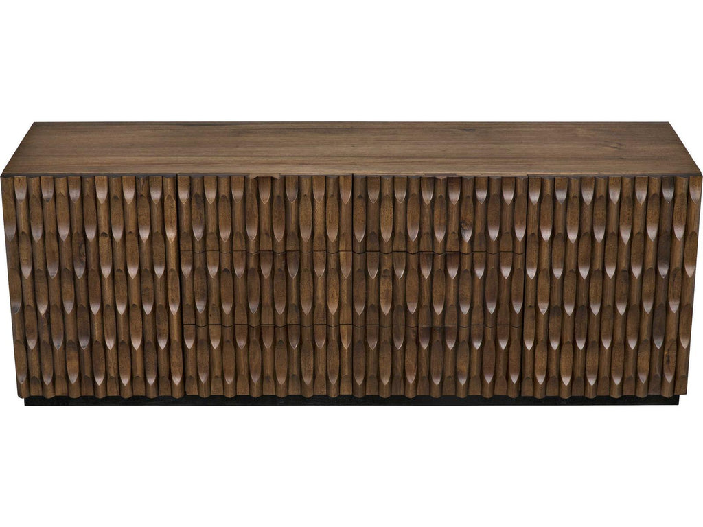 Alameda Large 4-Door Sideboard in Dark Walnut with Hand-Carved Detail