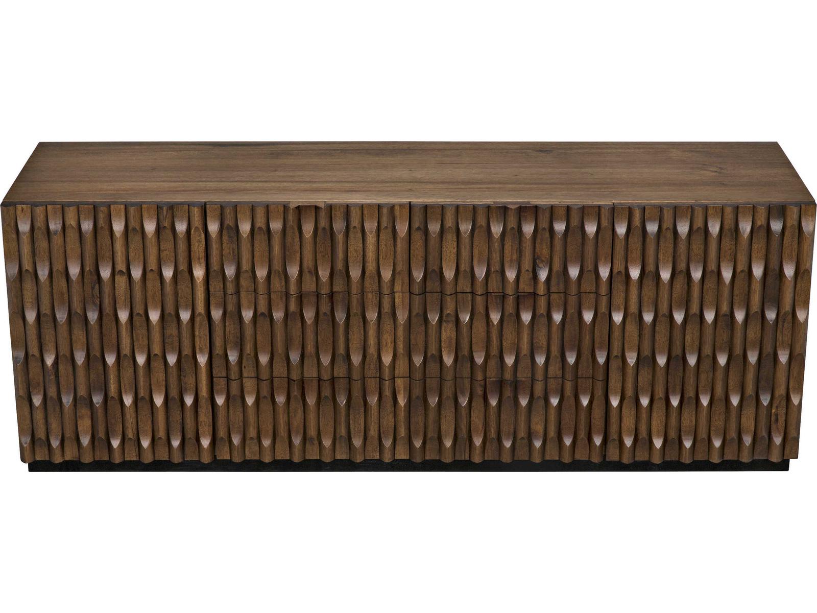 Alameda Large 4-Door Sideboard in Dark Walnut with Hand-Carved Detail