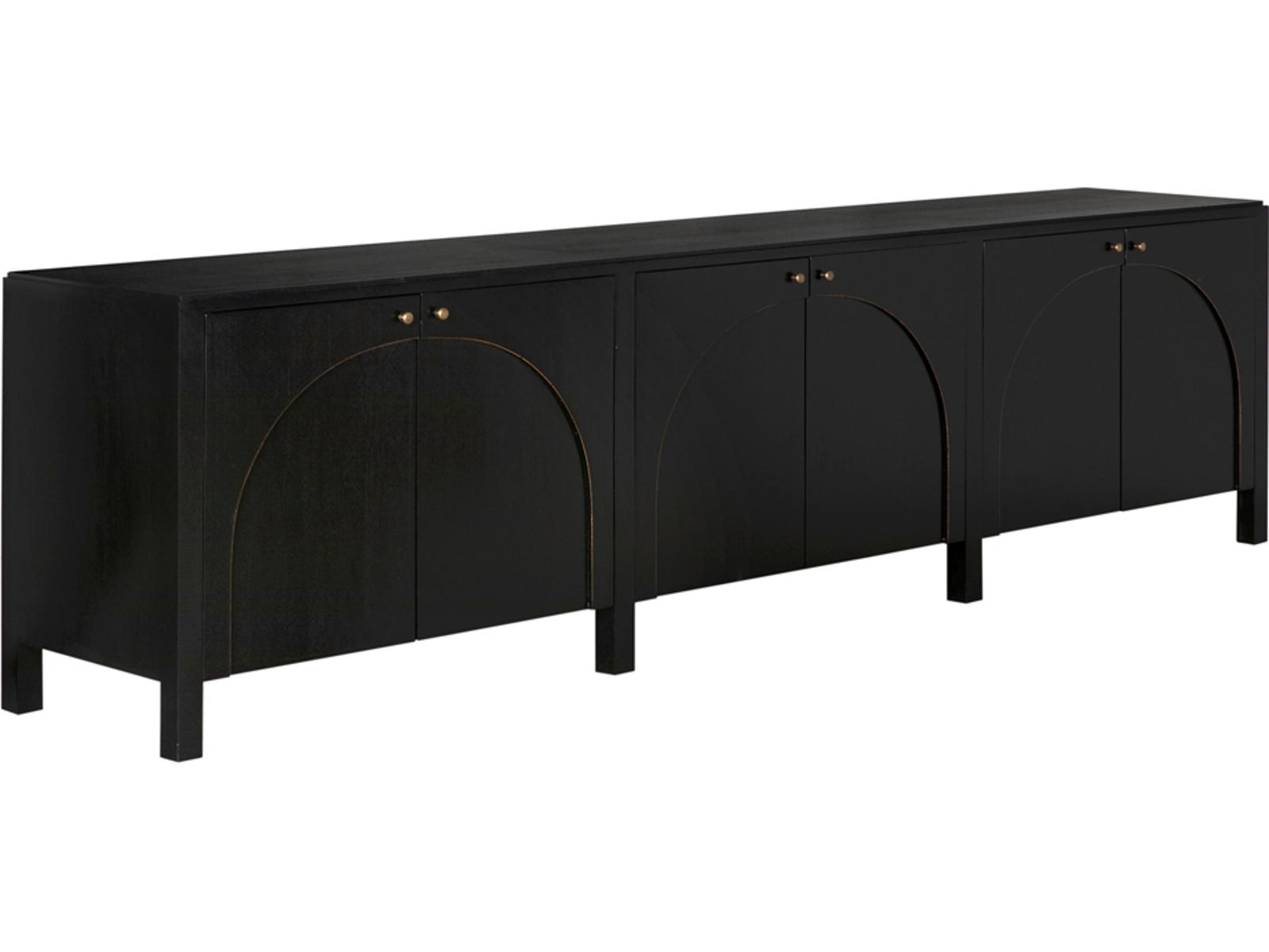 Weston 117-Inch Mahogany Sideboard Hand Rubbed Black with Light Brown Trim
