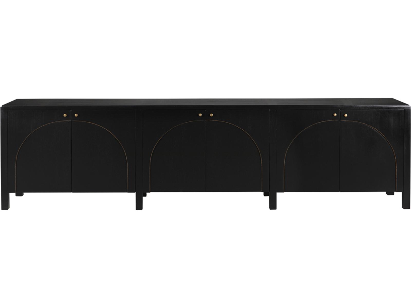 Weston 117-Inch Mahogany Sideboard Hand Rubbed Black with Light Brown Trim