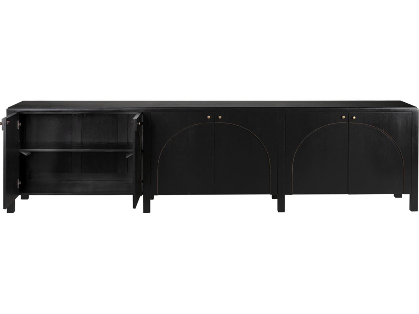 Weston 117-Inch Mahogany Sideboard Hand Rubbed Black with Light Brown Trim