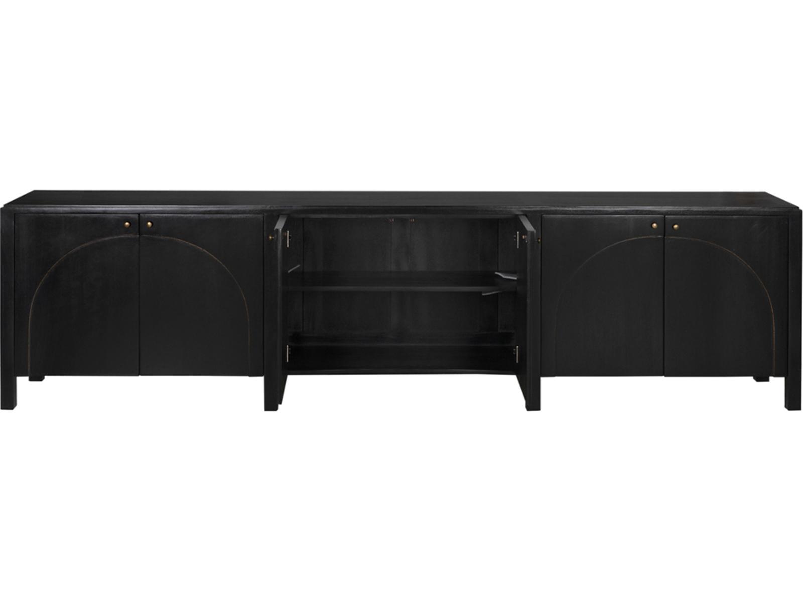 Weston 117-Inch Mahogany Sideboard Hand Rubbed Black with Light Brown Trim