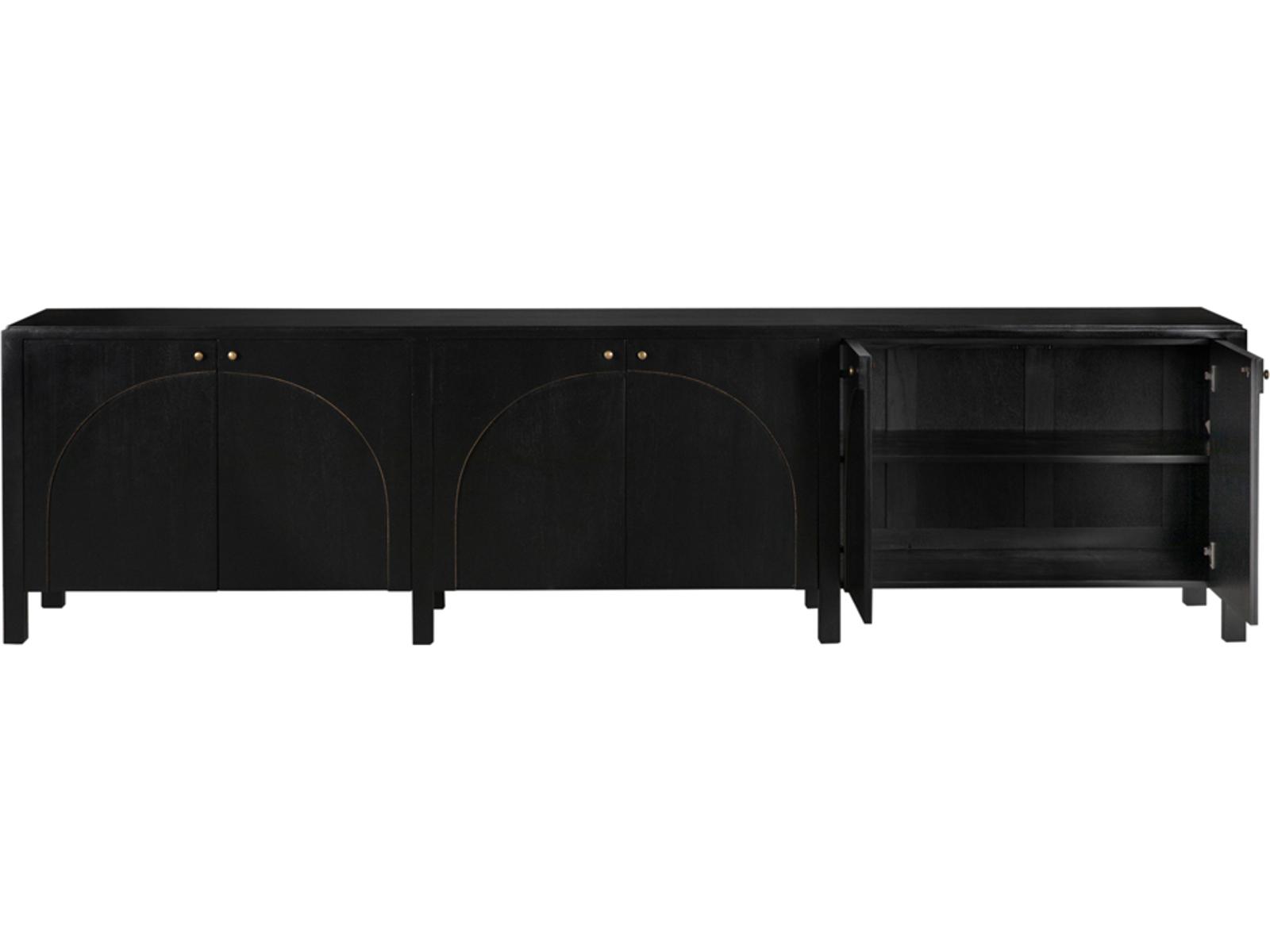 Weston 117-Inch Mahogany Sideboard Hand Rubbed Black with Light Brown Trim