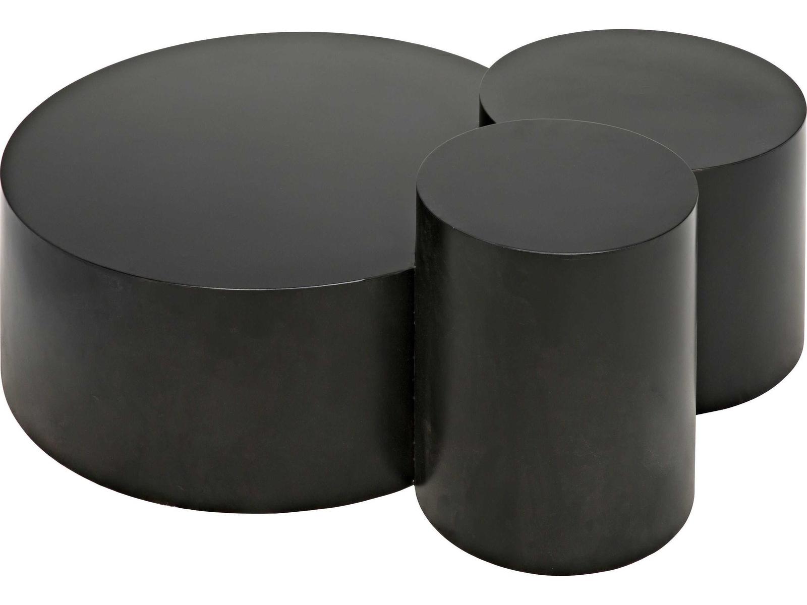 Ella Multi-Top Round Coffee Table in Matte Black Steel