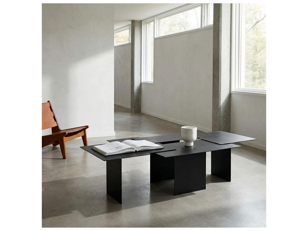 Delphi Rectangular Coffee Table in Matte Black Iron