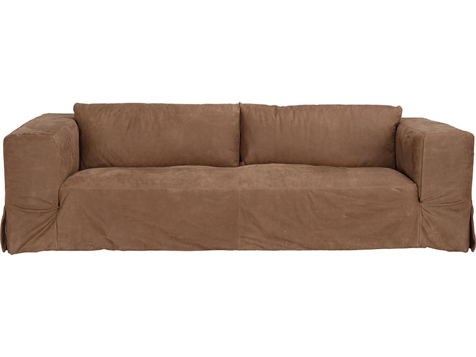 Plato 3-Seat Orris Brown Leather Sofa
