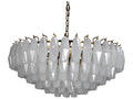 Noir Ludmilla 9-Light Tiered Chandelier in Antique Brass with White Glass