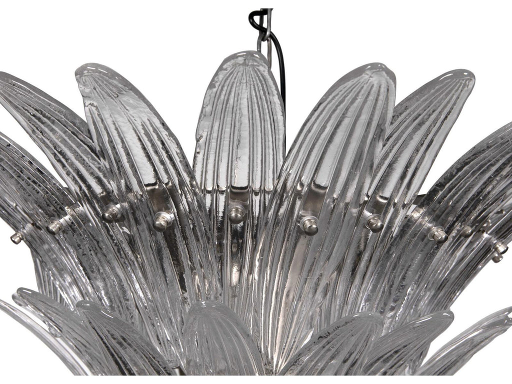Noir Emperor 12-Light Antique Silver Chandelier with Textured Glass