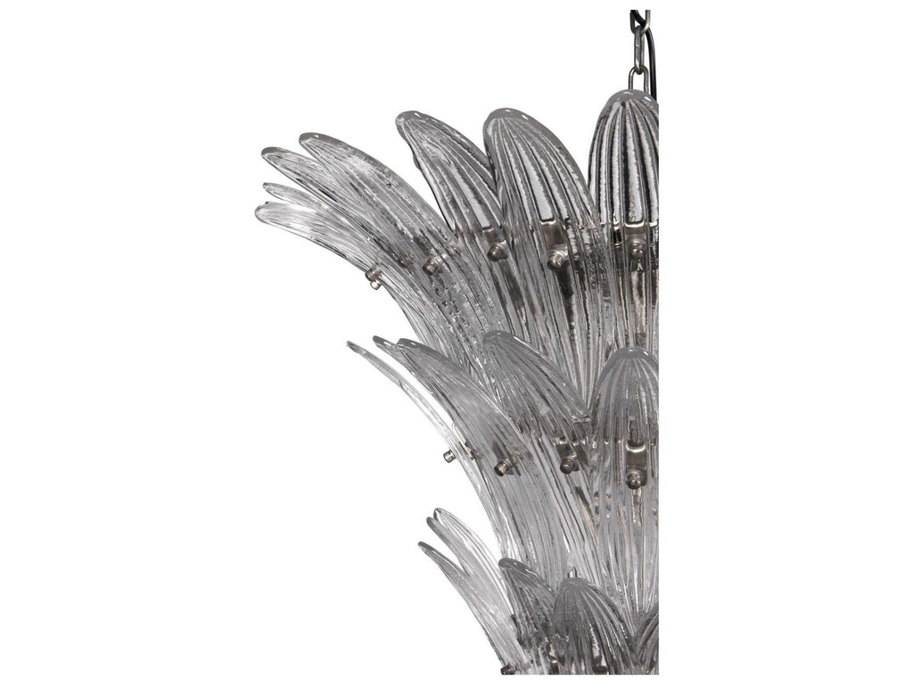 Noir Emperor 12-Light Antique Silver Chandelier with Textured Glass