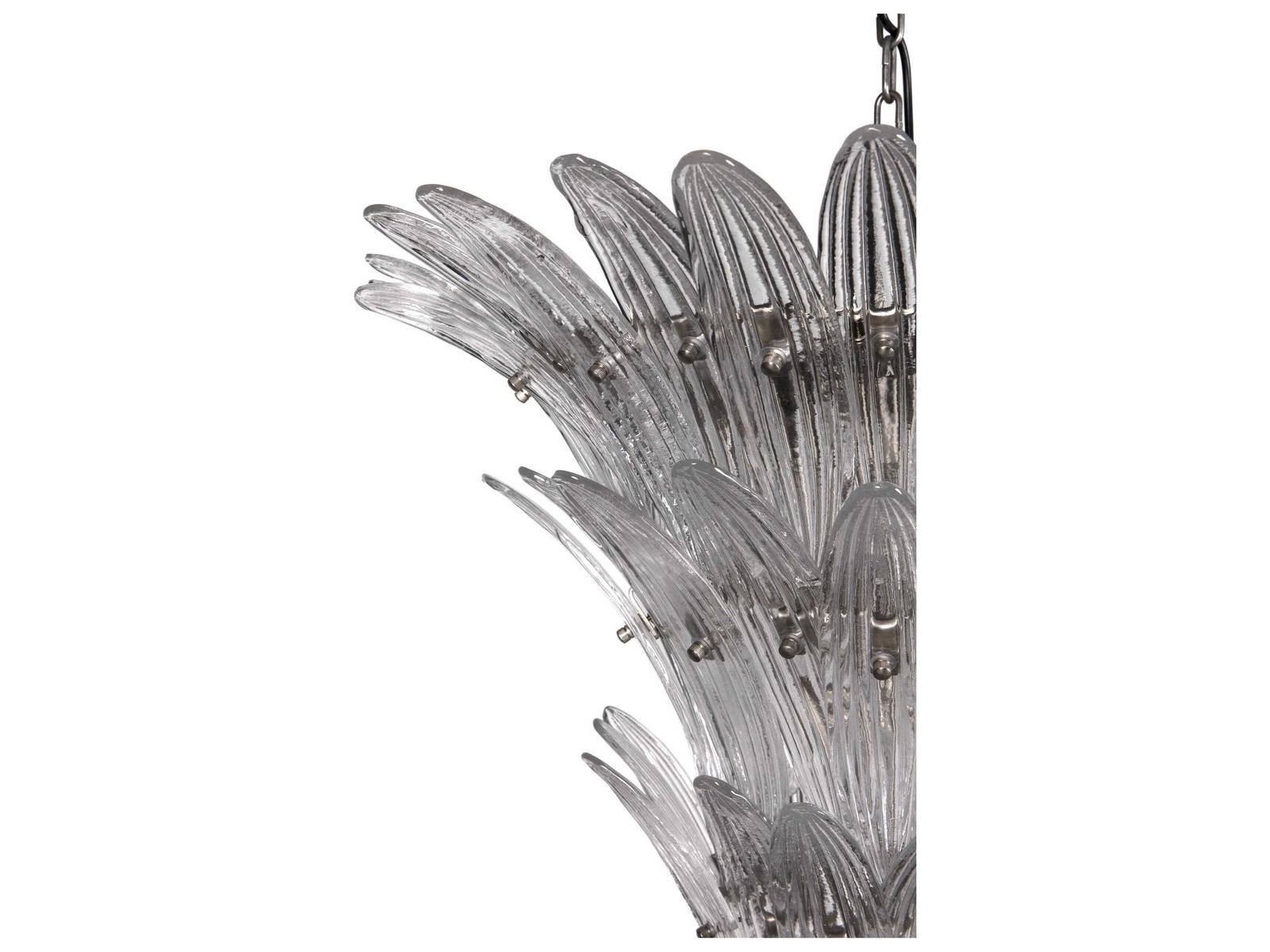 Noir Emperor 12-Light Antique Silver Chandelier with Textured Glass