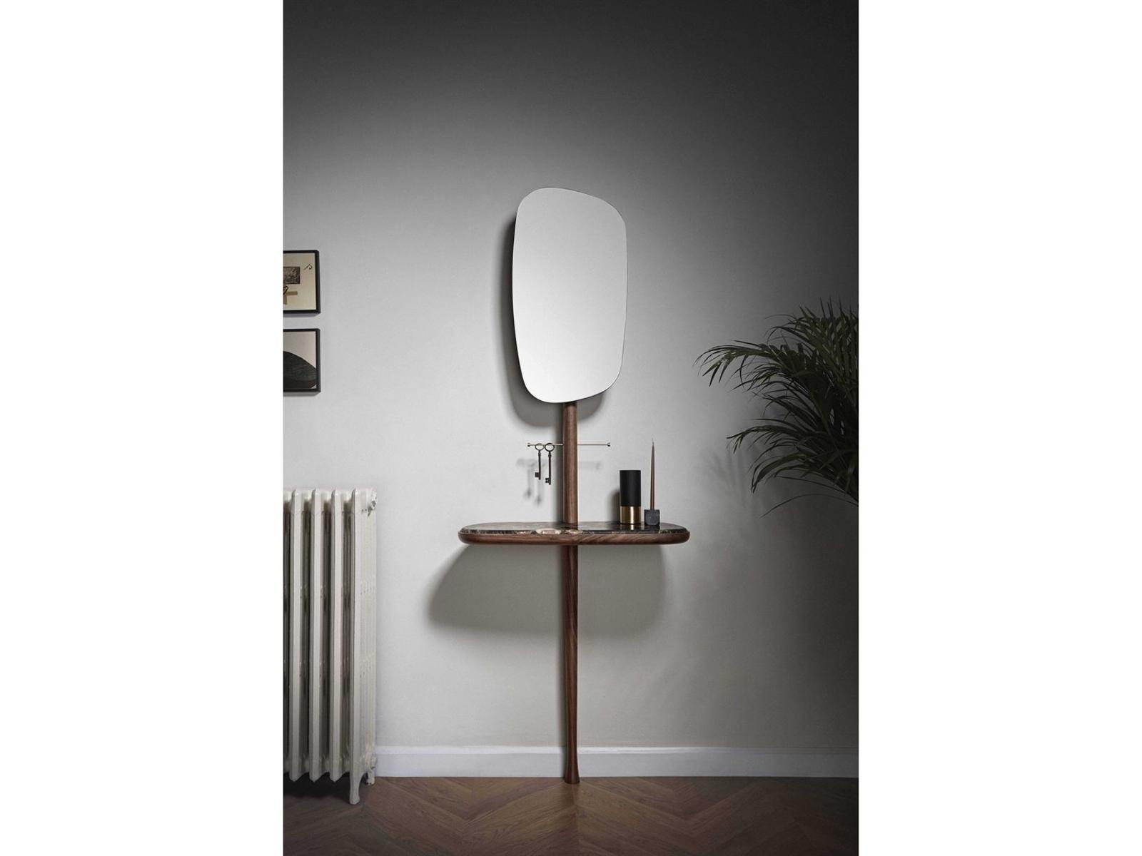 Recibidor Hallway Console Table with Walnut and Emperador Marble Top