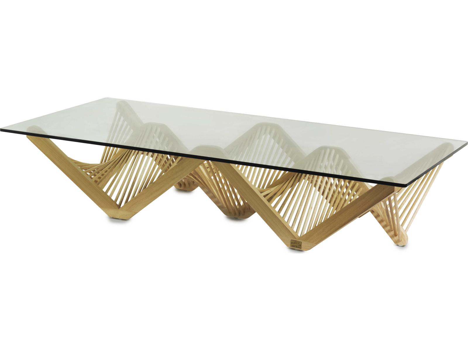 Geo Rectangular Glass Natural Coffee Table
