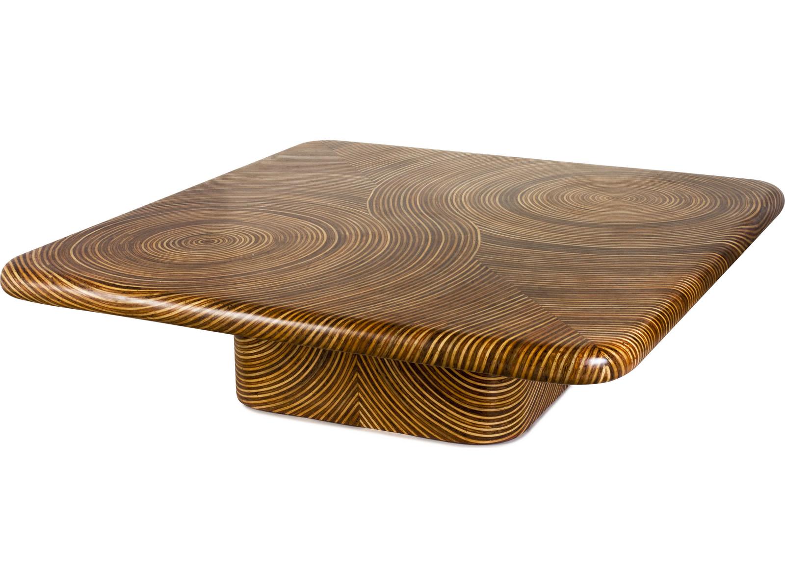 Showtime Square Coffee Table Rattan and Resin Light Brown