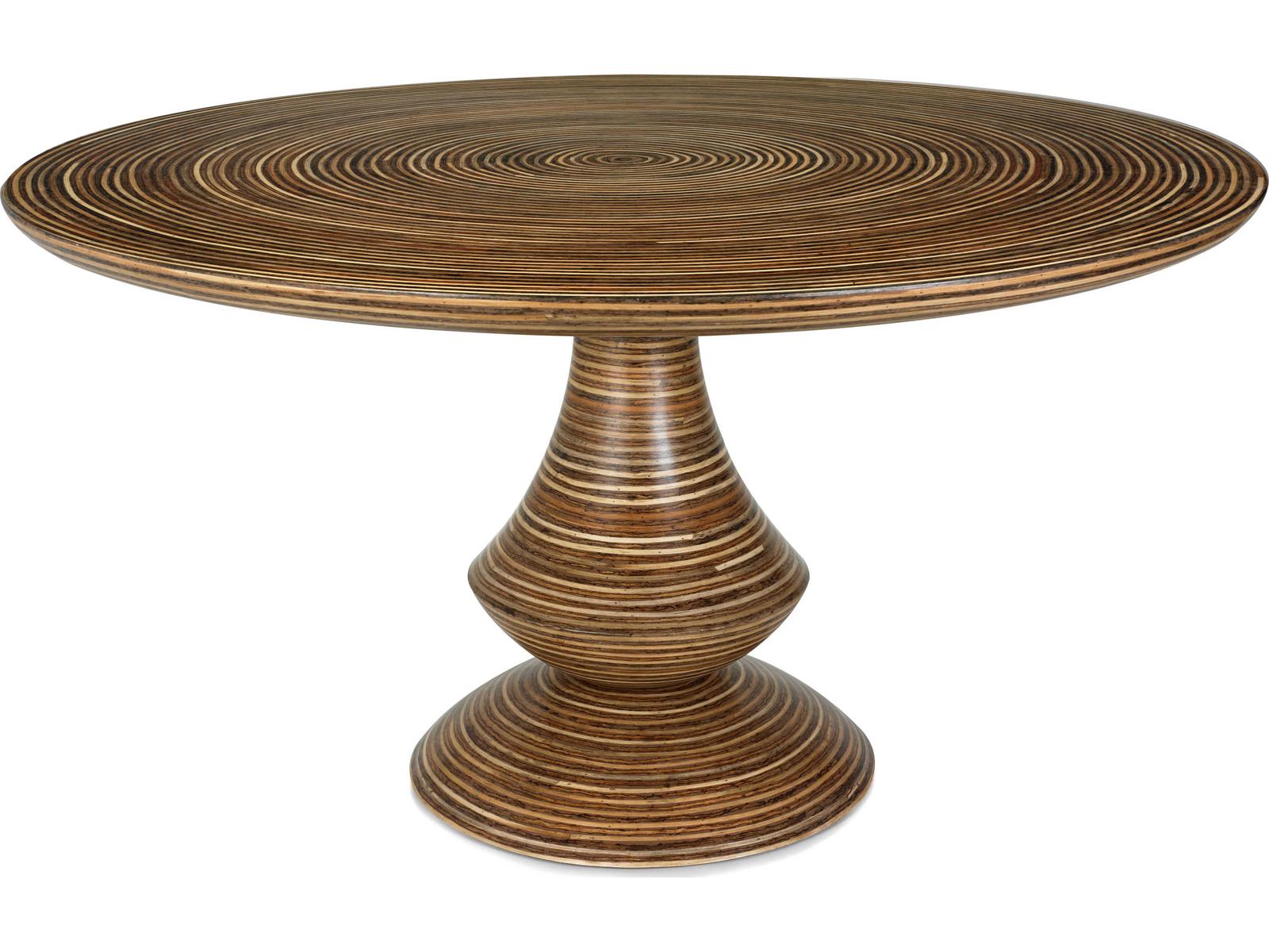 Showtime Round Dining Table in Natural Resin and Rattan